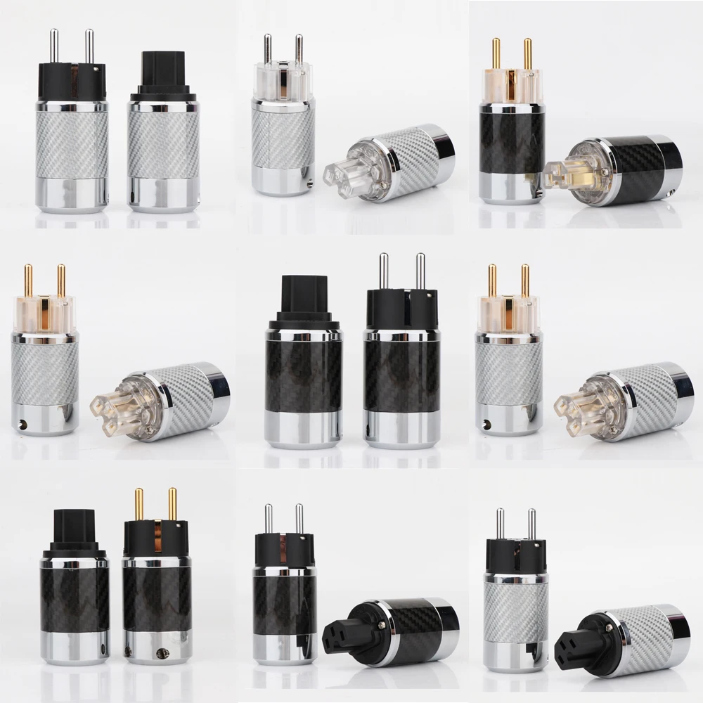 

One pair Gold Carbon EU AC Power Plug for audio vide AC power cable
