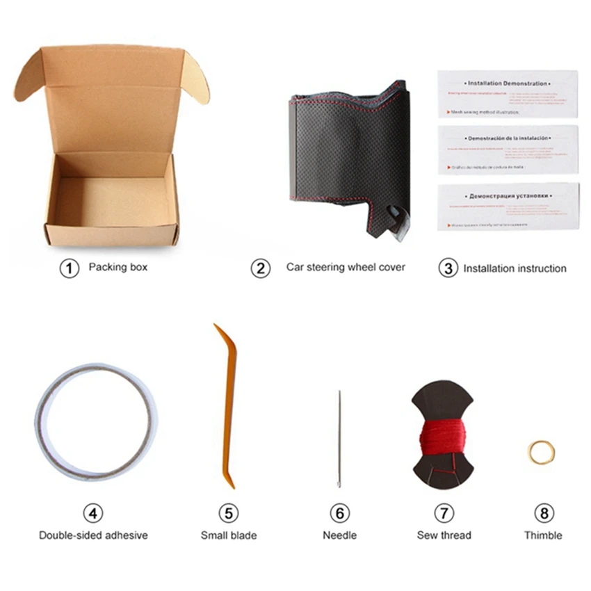 

Hand-stitched Black Artificial Leather Car Steering Wheel Covers for Ford MONDEO 2007-2012 CHIA-X S-MAX 2007