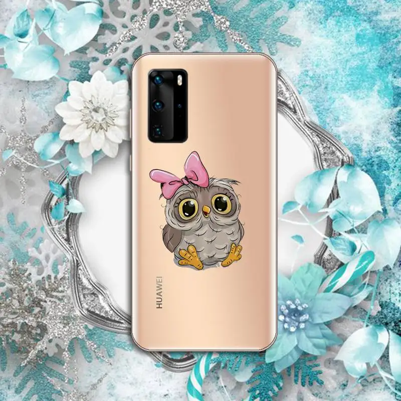 

Cute owl cartoon funny Phone Case Transparent for Huawei P honor 8 10i 20 30 40 smart 2019