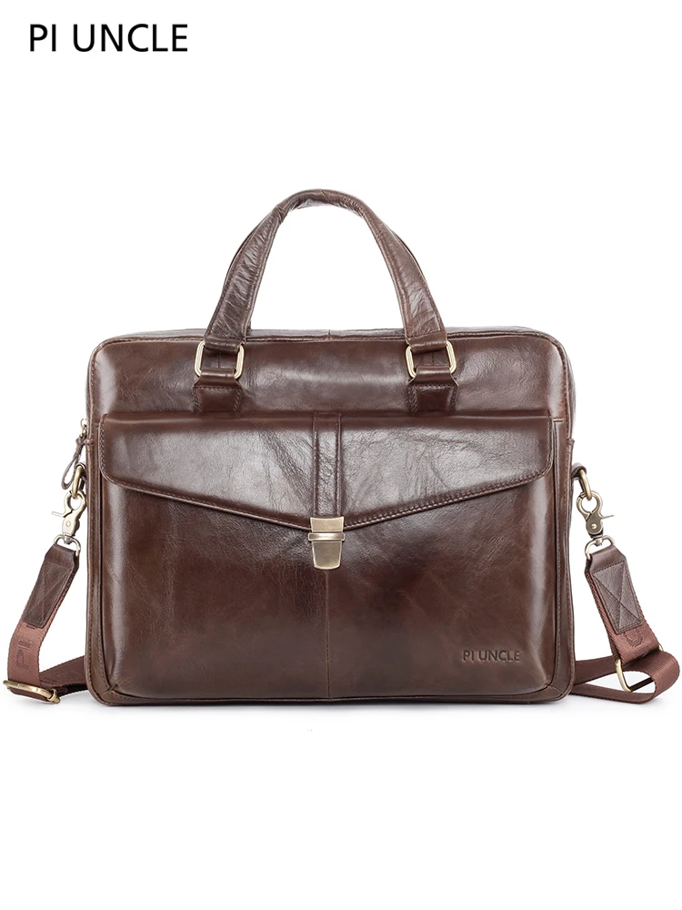 Мужской портфель для ноутбука 14 дюймов из натуральной мягкой кожи деловые сумки