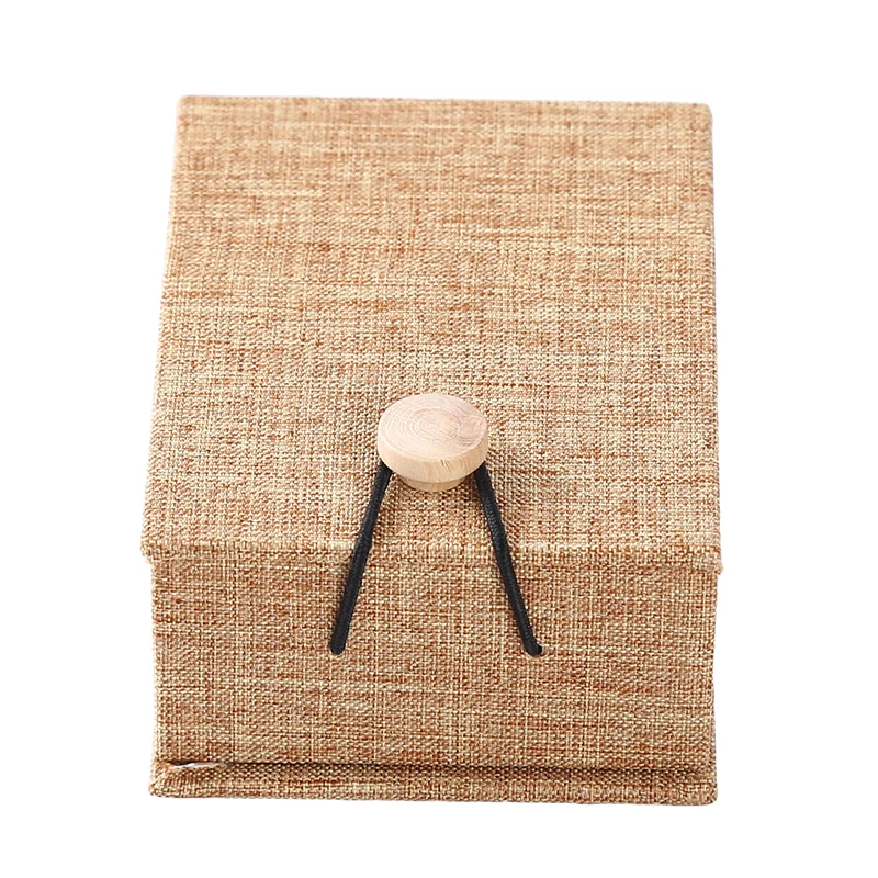 1 шт. квадратная коробка для ювелирных украшений льняная кольцо серьги дисплей