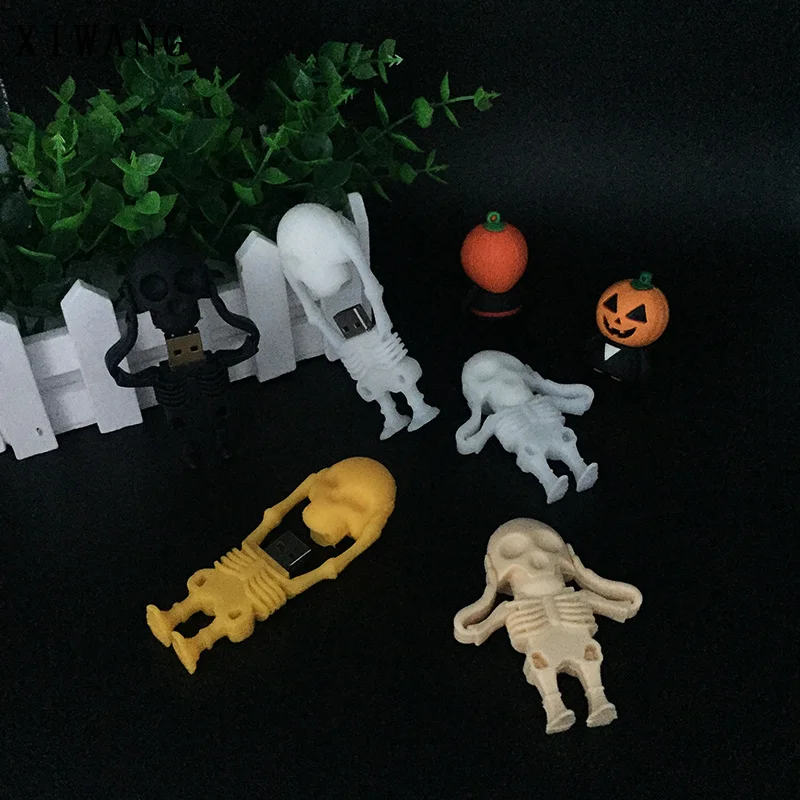 

New Usb Flash Drive 128Gb Pen Drive 32Gb Black Skull Skeleton Pendrive 16Gb 8Gb 64Gb Usb 2.0 Usb Memory Christmas Halloween Gift