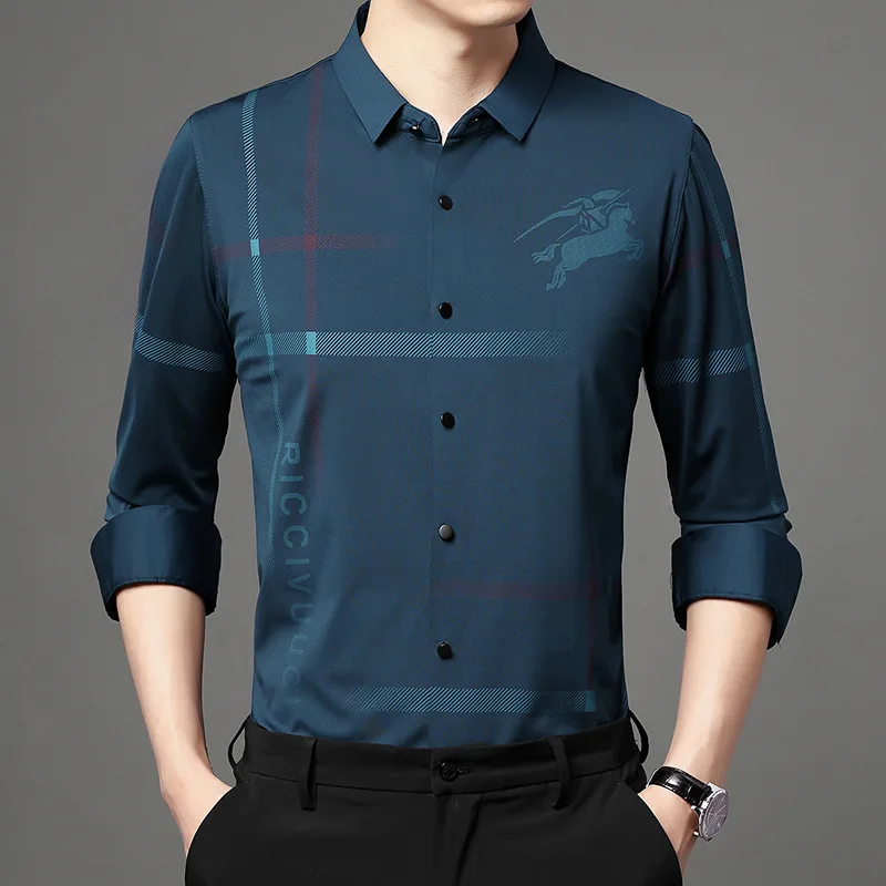 

High-quality Long-sleeved Shirt Men's Slim Thin Business Casual Middle-aged Men's Spring and Autumn Shirt Luxury Dress Shirt
