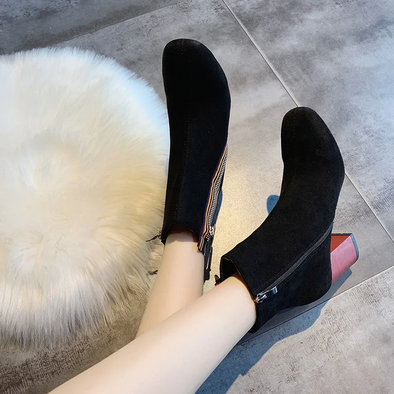 W-Новинка сезон осень-зима Модные Ботинки martin на Высоком толстом каблуке с