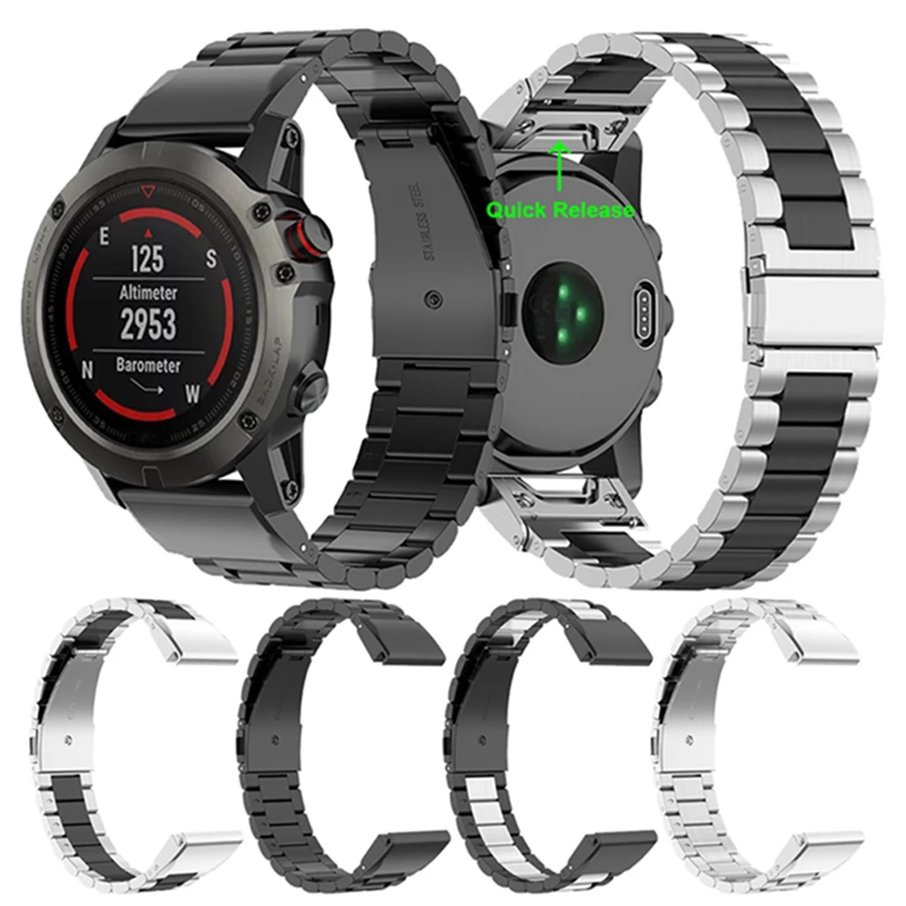 

Металлический ремешок из нержавеющей стали для Garmin Fenix 5 5S 5X plus 6X 6 6S pro 3 HR 935, простой в использовании ремешок, аксессуары для умных часов, 20/22/26 ...