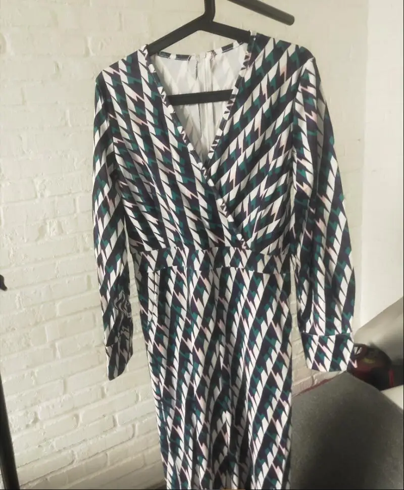 Женский комбинезон с длинным рукавом элегантный v-образным вырезом Женские