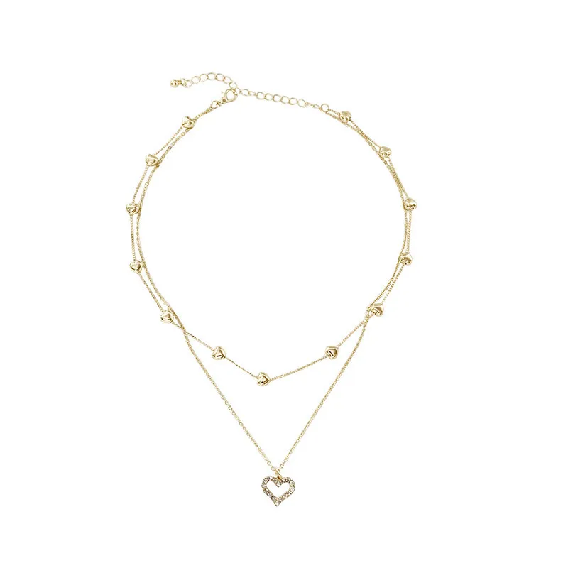 

2021 New Heart Rhinestone Pendant Choker Necklace for Women Gold Color Clavicle Chain Love Romantic Wedding Party Jewelry