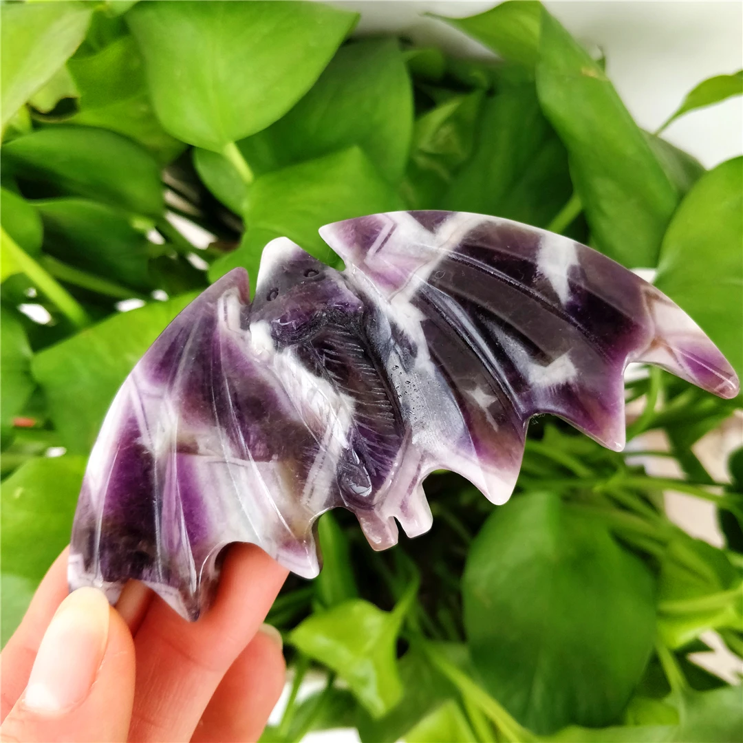 

Natural Dream Amethyst Purple Quartz Crystal Hand-Carved Bat Beauty Crafts Decorative Gifts
