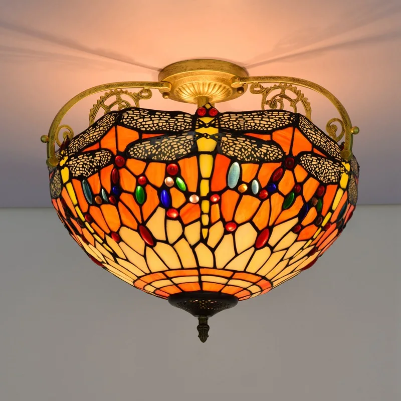 40cm European-Style Creative Orange Multi-Color Glass Restaurant Bedroom Aisle Corridor Bathroom Semi-Ceiling Lamp | Освещение