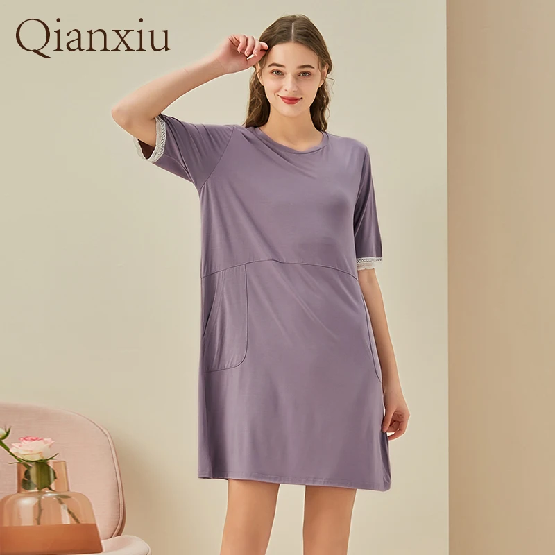 

Sleepwear summer dress WOMEN lotus leaf v-neck loose Modal HOME dress night dress women nightie nightgown Peignoirs for women
