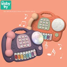 2020 Music Light Electric Baby Toys 0 12 24 Months Hand Drum Piano Telephone Toys Electronic Keyboard Phone Juguetes Bebe Gift
