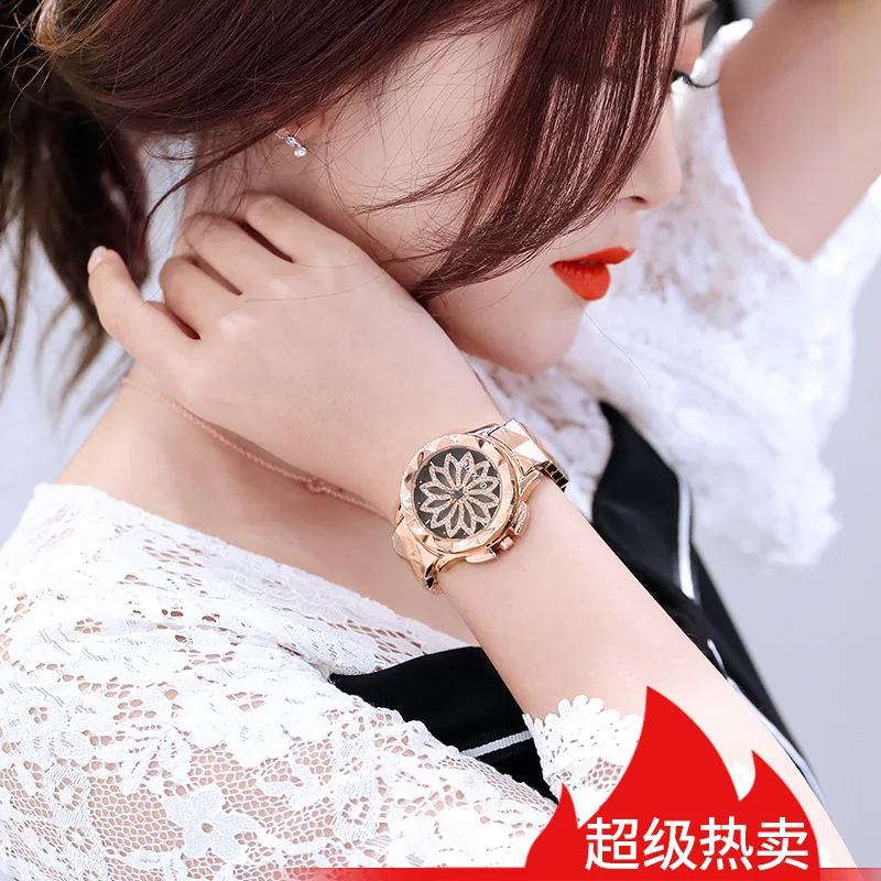 

Women's Watch Waterproof Fashion 2020 New Pp Good Luck Comes Diamond Disc Rotating Watch Women's Watch