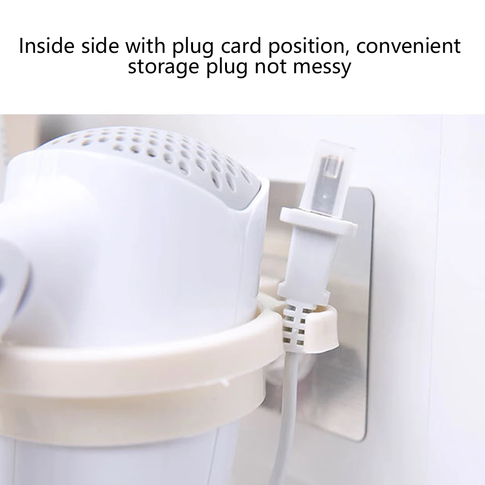 

1PC Wall Mount No Drill Blow Dryer Holder Hair Dryer Holder Bathroom ABS Storage Organizer Adhesive Washroom Storage Rack