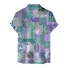 Гавайская Мужская рубашка в стиле Харадзюку, летние топы с воротником-стойкой и принтом, вентилируемые и крутые футболки с коротким рукавом, Пляжная блузка на пуговицах