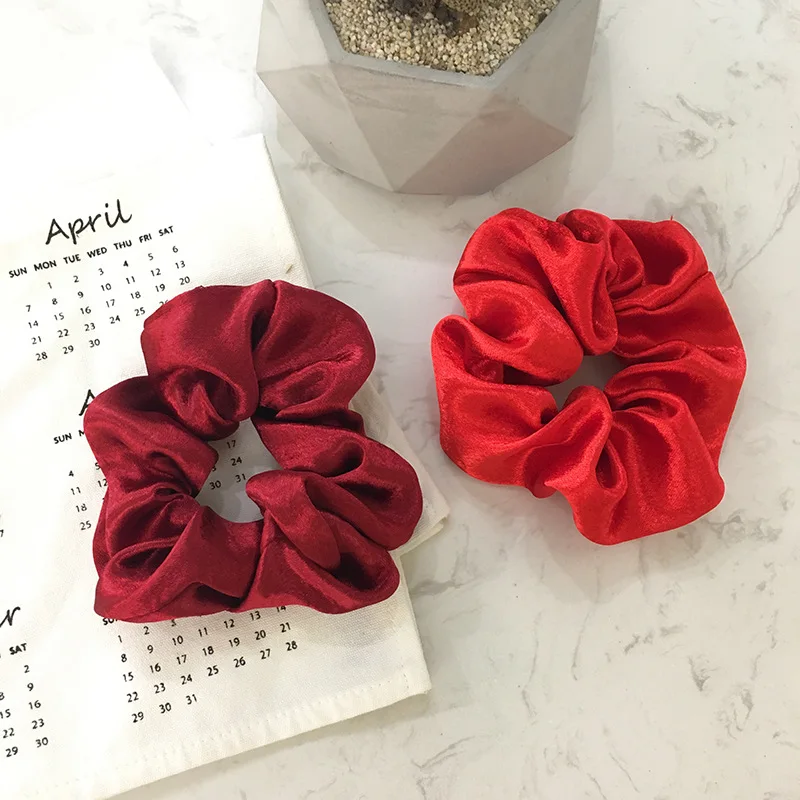 

1pc Fashion Cloth Bright color Satin Retro Adjustable Elastic Hair Bands Fashion Women Girls Ponytail holder Hair Accessories