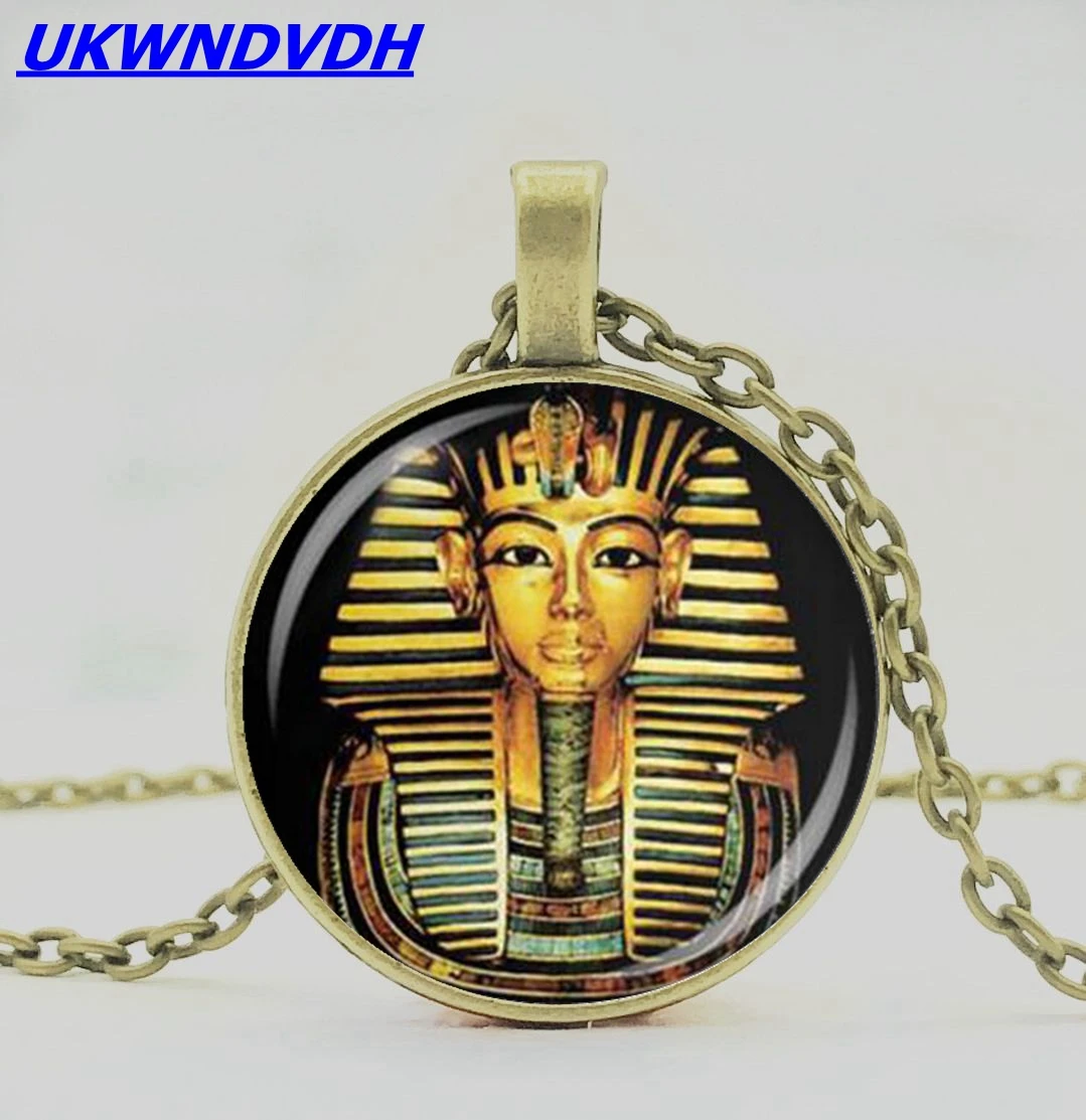 

Egyptian Pharaoh Fashion Crystal Dome Pendant Necklace Montana Vintage Necklace Gift