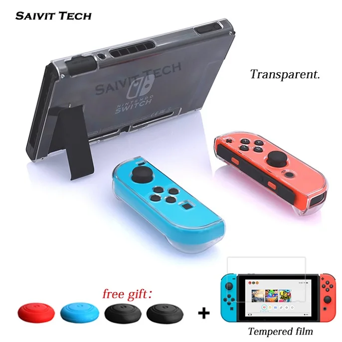 Transparent NS nintendo s Zend Switch Crystal PC съемный прозрачный чехол и стеклянная пленка для экрана для nintendo Switch жесткий чехол - Цвет: Transparent