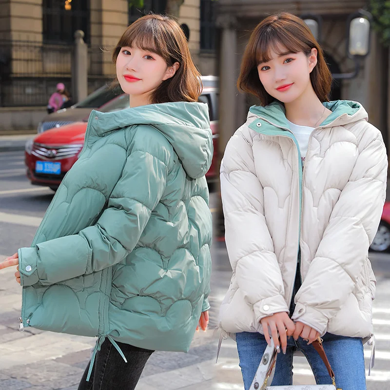 

Autumn and winter 2021 new short hooded Korean women's cotton padded clothes small coat thickened