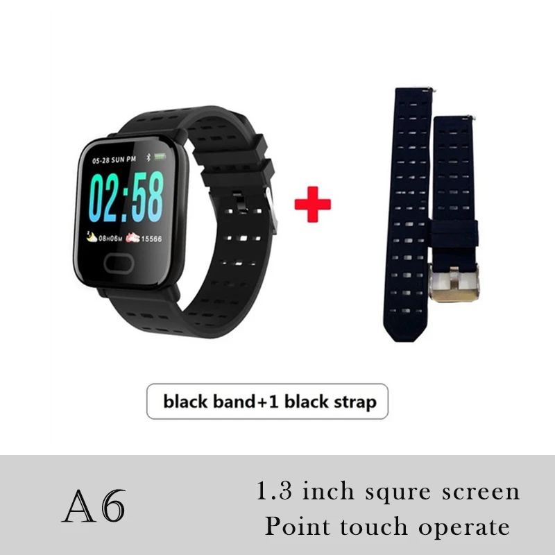 A6 Add 1pcs Strap 696 F8 полный сенсорный экран умный Браслет пульсометр кровяное давление кислородный Монитор датчик движения IP67 водонепроницаемый браслет - Цвет: A6 Add 1pcs Strap