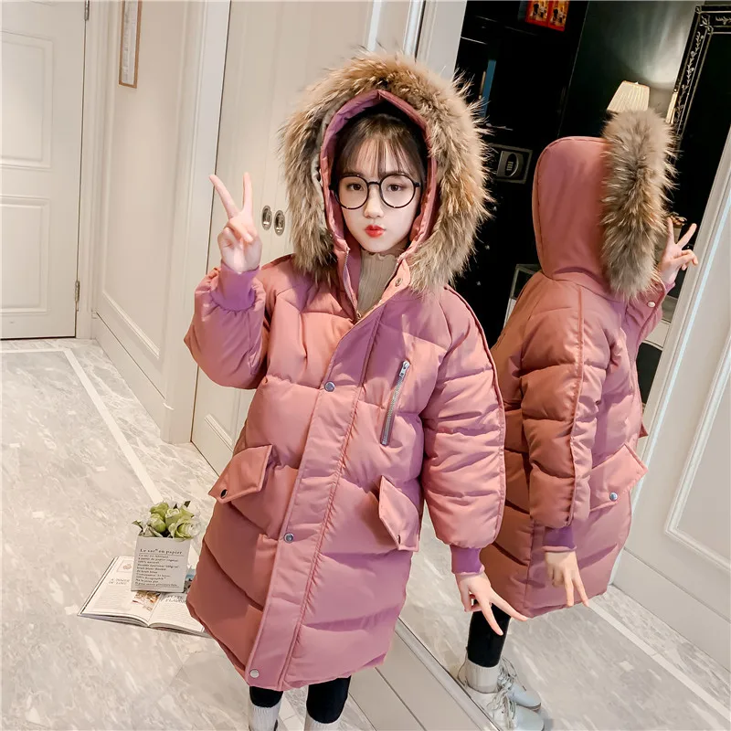 

Children Winter Clothes Kids Casual Long Down Jacket Girls Hooded Wadded Jacket Teen Thick Warm Parka Outerwear 10 11 12 13 14 Y