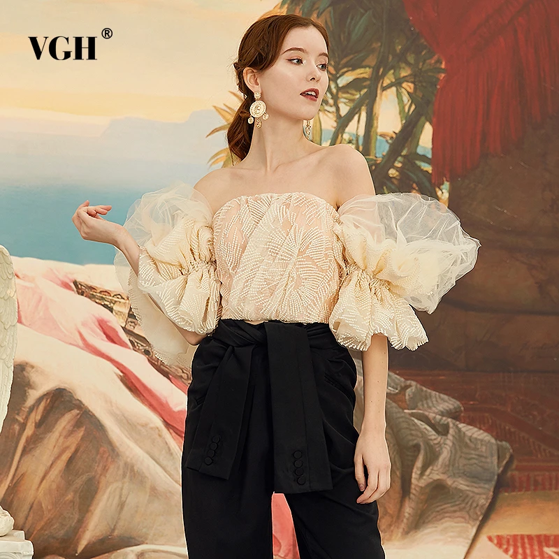 Женская винтажная Блузка с оборками VGH короткая рубашка коротким рукавом и