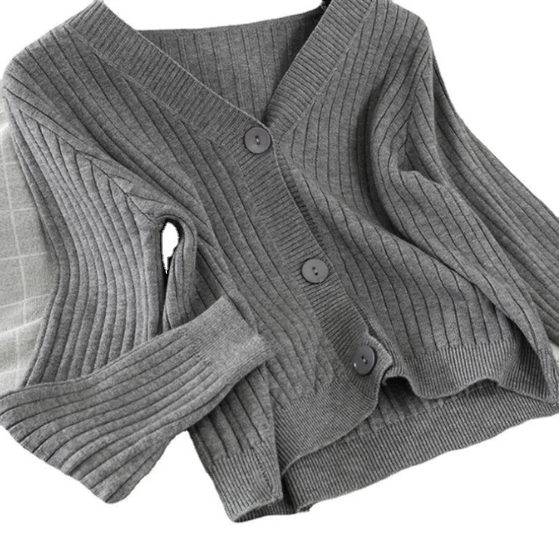 

Sweater Cardigan Women Casual Solid Single Breasted V-Neck Autumn Knitted Cardigan Tops Outwear Long Sleeve Coat T3354