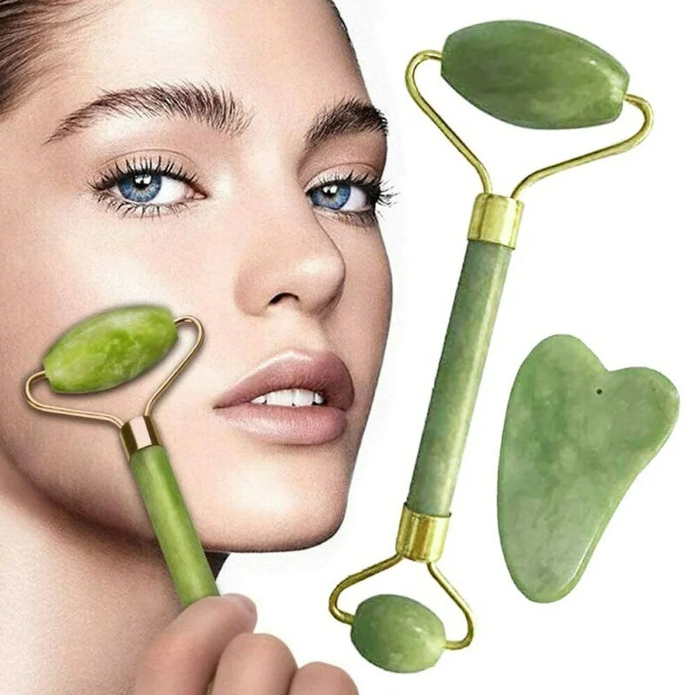 

Jade Face Massage Roller Facial Eye Neck Body Anti Ageing Therapy Beauty Tool US