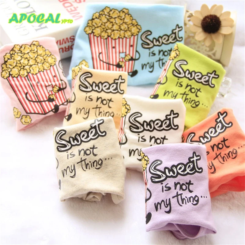 APOCAL Popcorn Graffiti Women's Panties Fashion Printed Cartoon anime Cotton Female Underwear Women Lingerie Casual Briefs Girl |