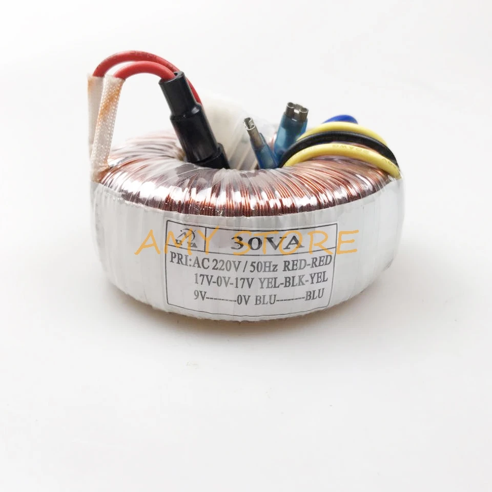 

30W 30VA Toroidal Transformer 220V 50Hz Input 17V-0-17V 9V Output Amplifier Audio X-5 Preamp