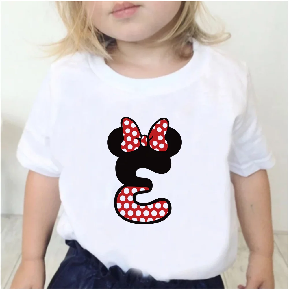 Custom Name Letter Combination High Quality Print Children T-shirt Disney Minnie Mouse Font A B C D E F G Short Sleeve Tshirts | Детская
