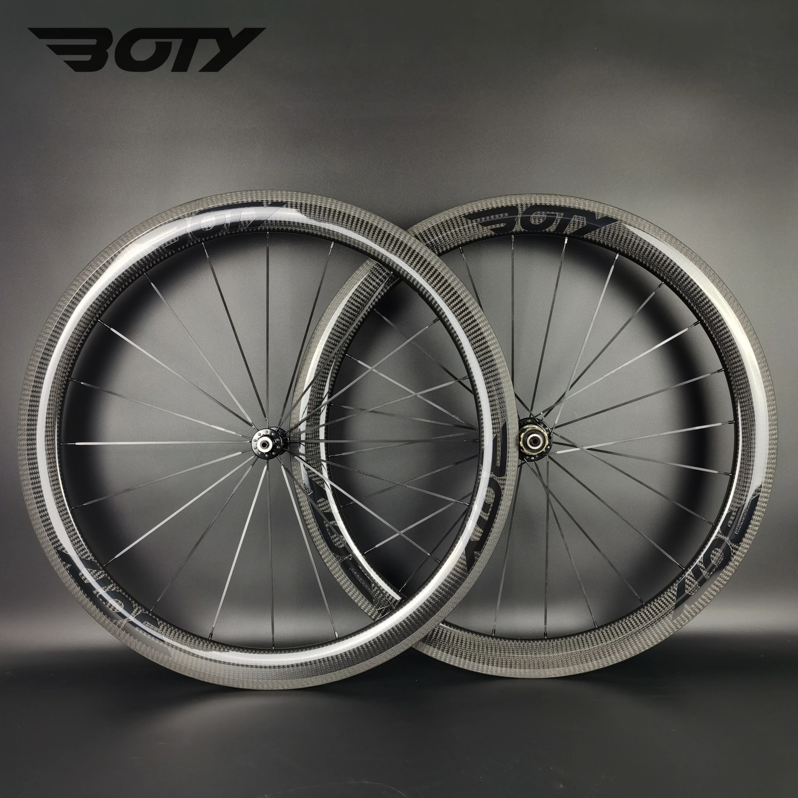 

BOTY 700C 50mm depth Road carbon wheels 23/25mm width bike Clincher/Tubeless/Tubular carbon wheelset with 3k twill glossy finish