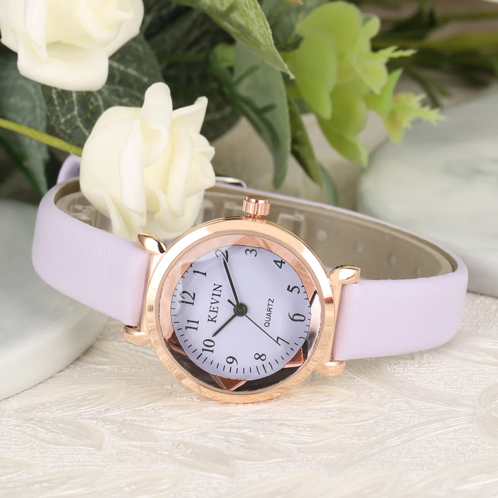 Шикарные кварцевые часы для женщин Модный чехол из розового золота лаконичный