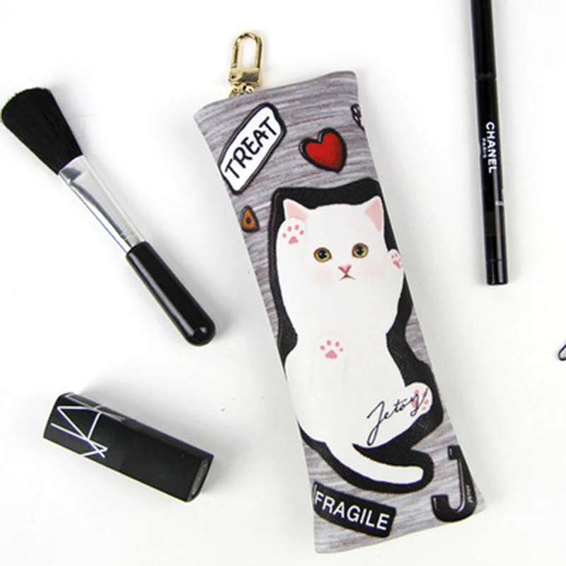 

1PC Fashion Cute Cat Waterproof Pu Leather Pencil Bag Organizer for Students Kids Gift Pencil Pouch School Office Supplies