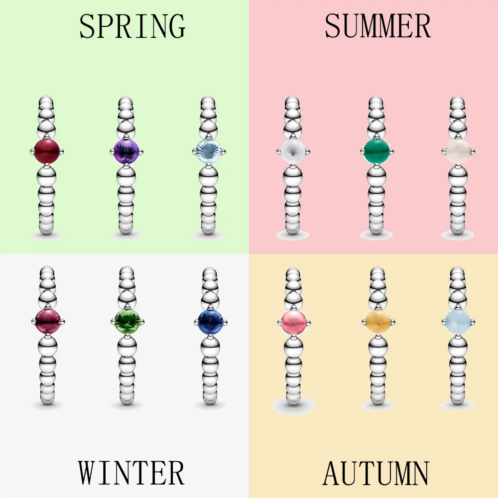 Аутентичные Серебряные кольца 925 пробы с камнем талисманом бисером для годовщины