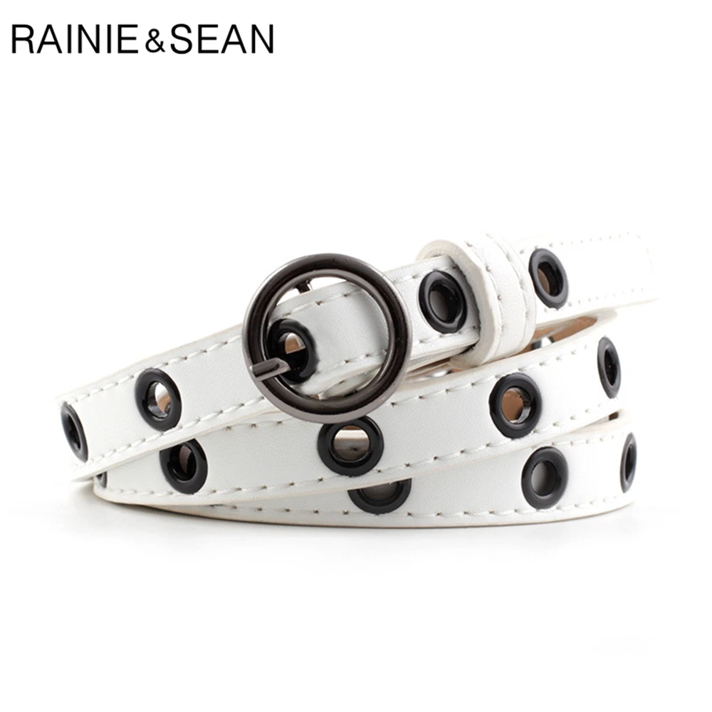 Тонкий женский ремень RAINIE SEAN с круглой пряжкой женские ремни для платьев красный