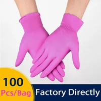 nitrile gloves pink 100pcsbox food grade waterproof allergy free disposable work safety gloves household nitrile synthetic