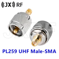 2pcs uhf pl259 male plug to sma female rf adapter connector coaxial straight for radio antenna