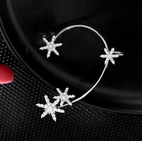 unique design zircon six pointed star ear buckle for women sweet snowflake ear hanging without pierced shiny classic ear jewelry