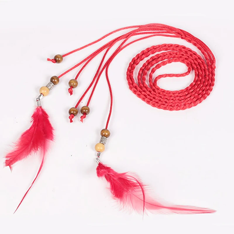 

Designer Belts Women Personality Casual Feather Modeling Belt 2021 Retro Lady Braided Belt For Women Dress Accessories