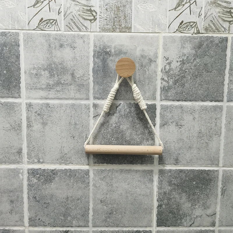 

Nail-free Sticker Towel Rack Bathroom Wooden Hook Paper Towel Rack Bathroom Toilet Accessories Set paper towel holders kitchen
