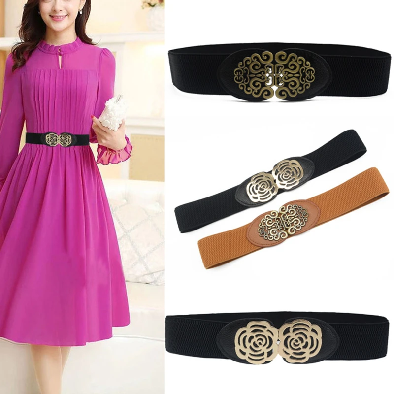 

Fashion Women Wide Waist Elastic Stretch Belt Cinch Waistband Lady Cummerband Girls Waistband Waist Seal Wide Belt Woman