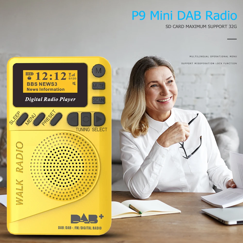 DAB P9 цифровое радио карманный мини 1 44 дюймов ЖК дисплей Дисплей Портативный FM MP3