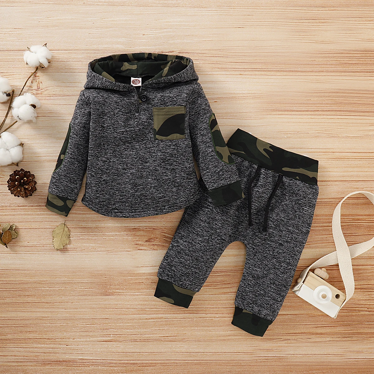 

Toddler Boy Fall Clothes Newborn Free Shipping Outfit Baby Girl Long Sleeve Hoodie Camouflage Pants Infants Boy Clothing Set