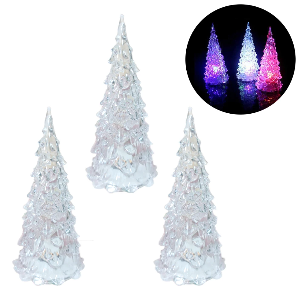 

Colorful Christmas Tree 12.3*5.5cm Home Party Supply Acrylic New Year Decor Table Ornaments LED Night Light