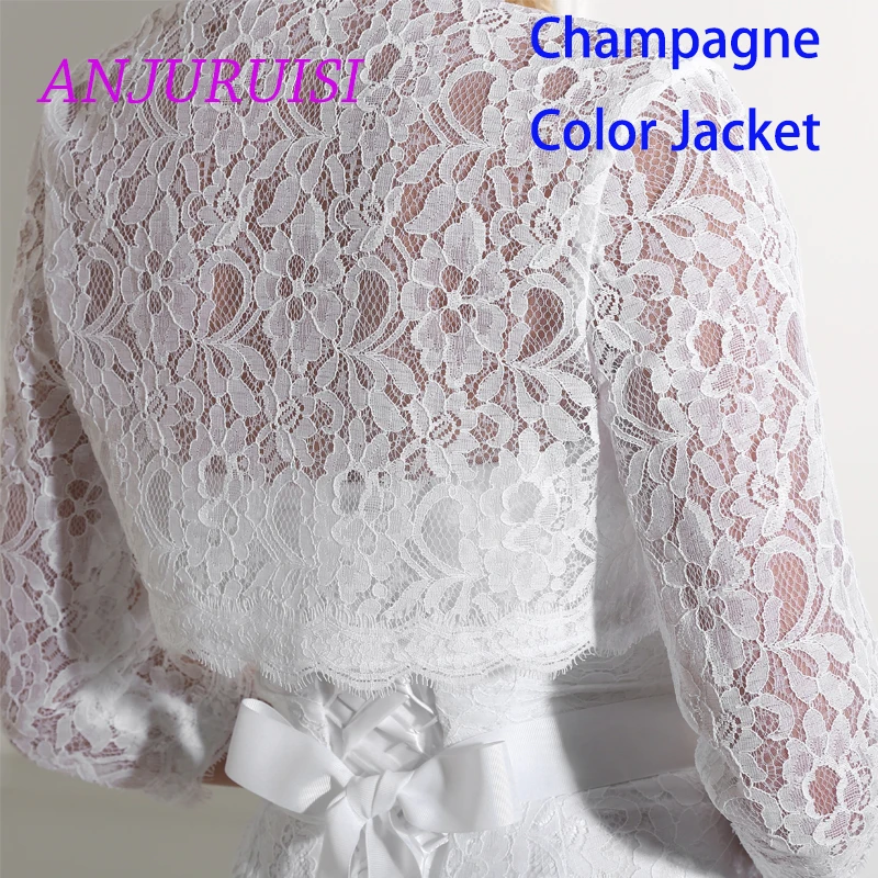 champagne jacket ANJURUISI элегантные белые кружевные свадебные платья Русалка Свадебные платья винтажные богемные Свадебные платья дешевые Sereia с жакетом - Цвет: champagne jacket
