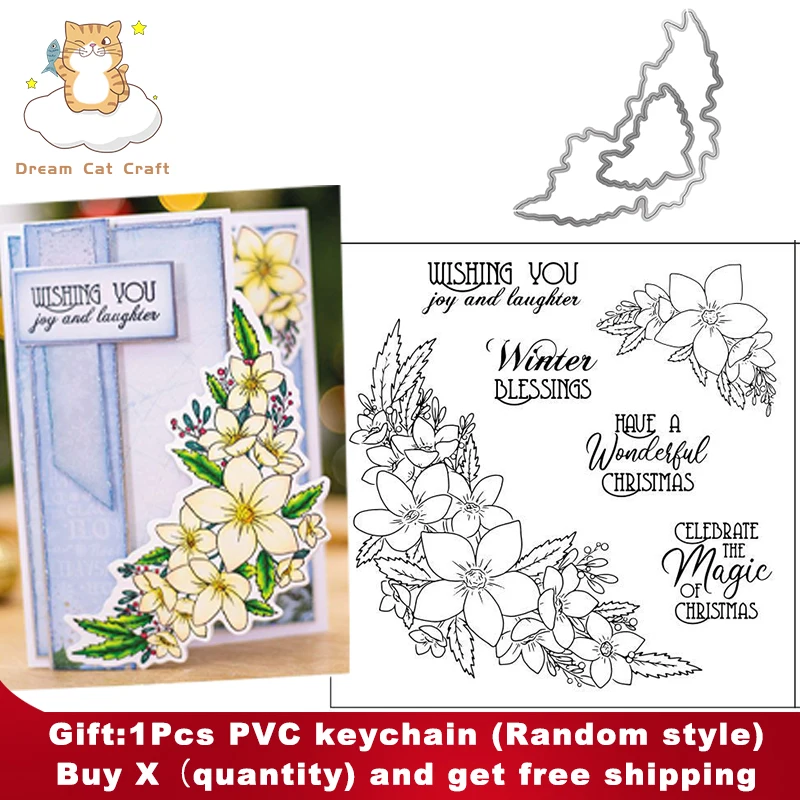 

WINTER BLESSINGS Flowers Clear Stamps and Cutting Dies New Arrivals 2021 New Diy Dies Scrapbook Album Embossed Craft Cut Dies