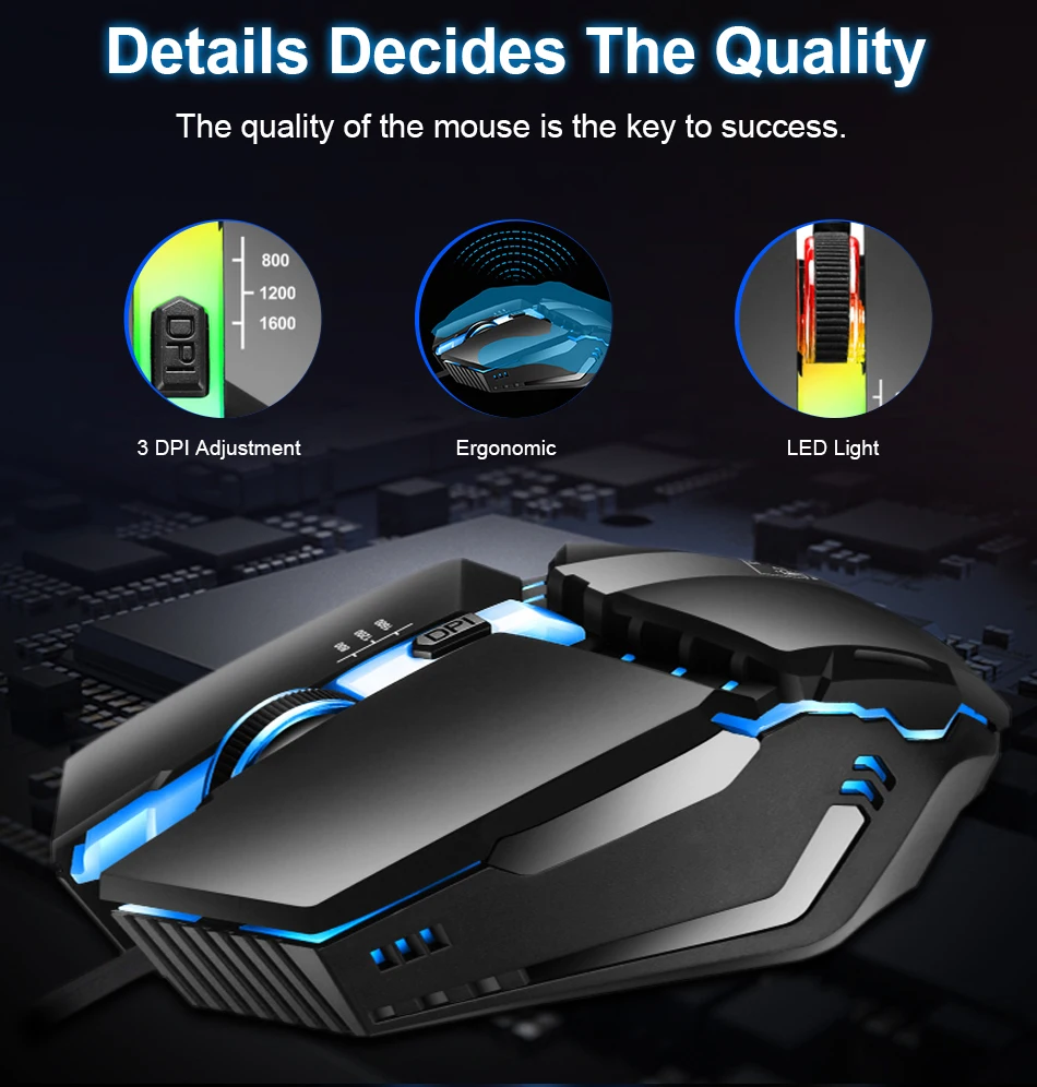 Проводная компьютерная мышь 1600 dpi, проводная USB мышь, RGB подсветка, светодиодный мышь s, эргономичная мышь для Windows, Xiaomi, huawei, ПК, ноутбука