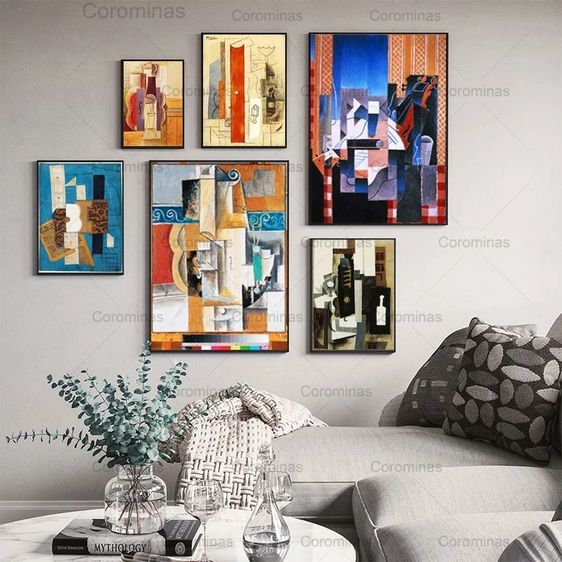 

World Famous Posters and Prints Abstract Guitar Canvas Painting Wall Art Modular Picture for Living Room Bedroom Home Decoration