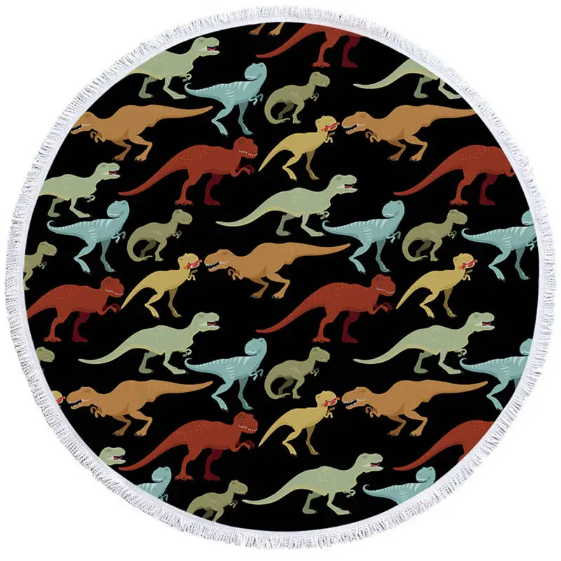 004 - Towel Постельное белье Outlet динозавр круглый пляжное полотенце Jurassic гобелен дети мультфильм карта мира микрофибра Большое банное полотенце для взрослых 150 см - Цвет: 004 - Towel