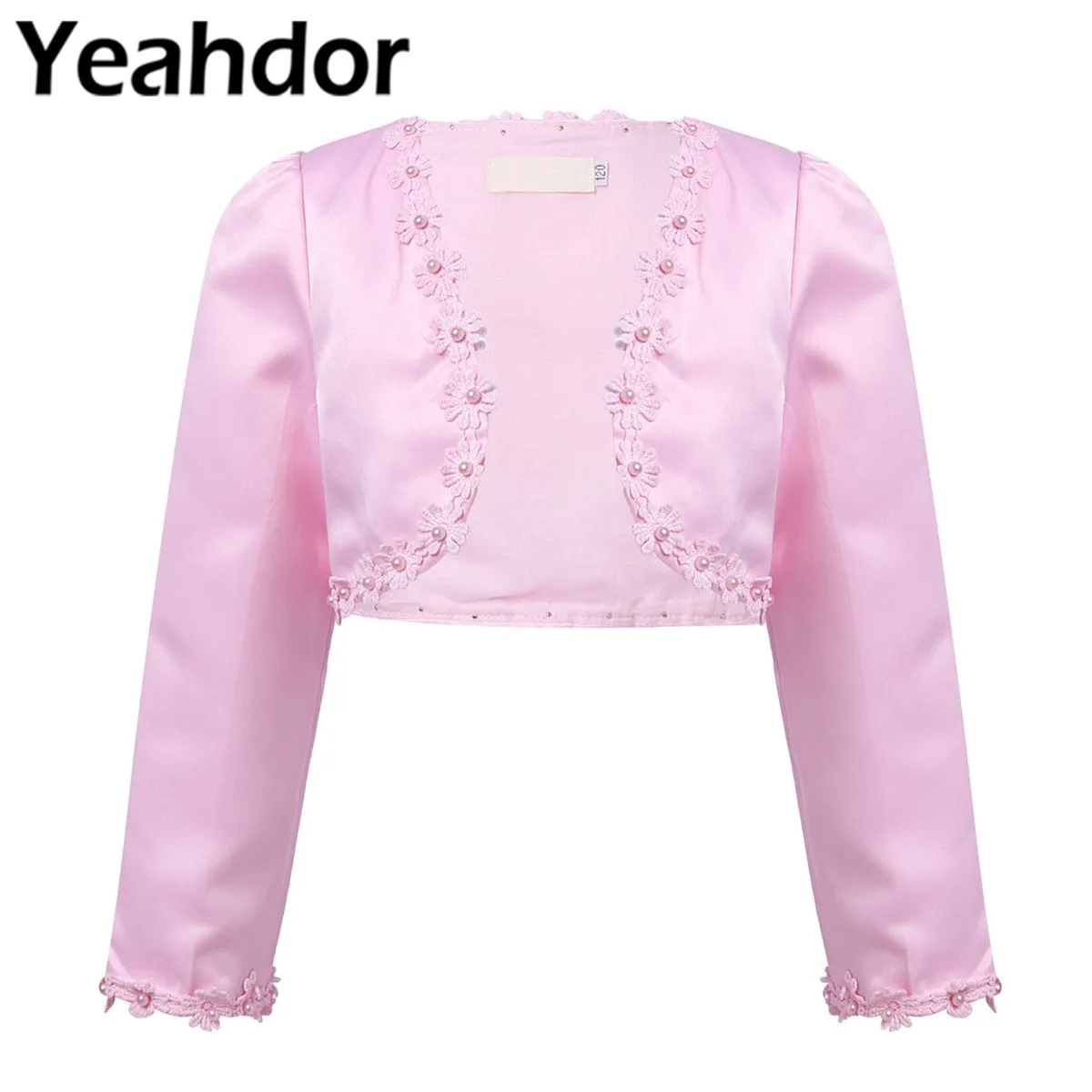 Накидка для девочек с длинным рукавом кардиган цветочными бусинами накидка